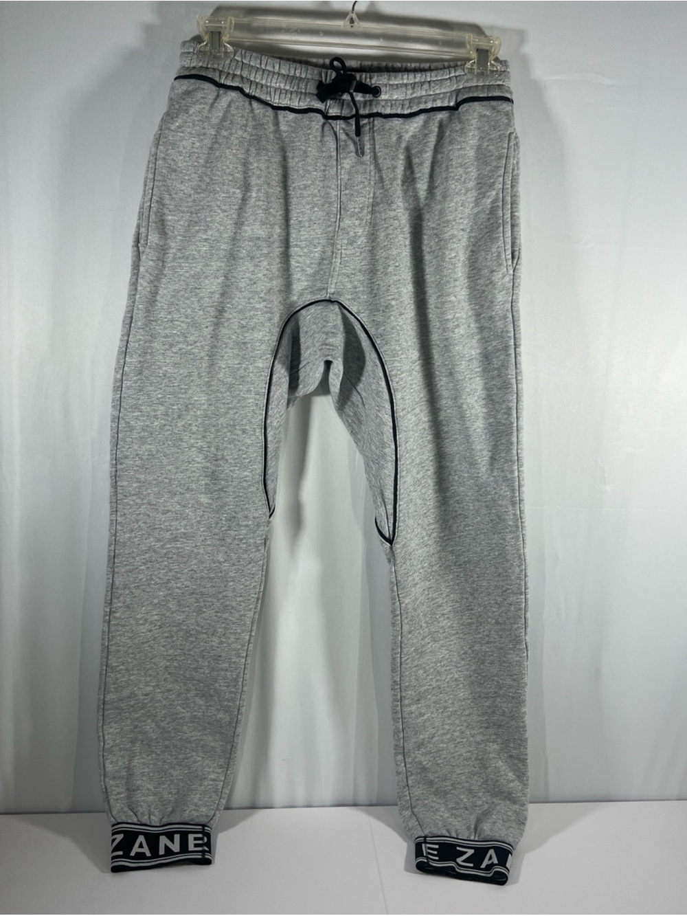 Zanerobe Flight Jogger Pants Men’s 34 Grey Marle Black Piping Spellout Cuffs